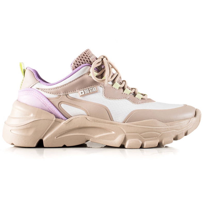 Tênis feminino Big Star JJ274793 bege multicolorido