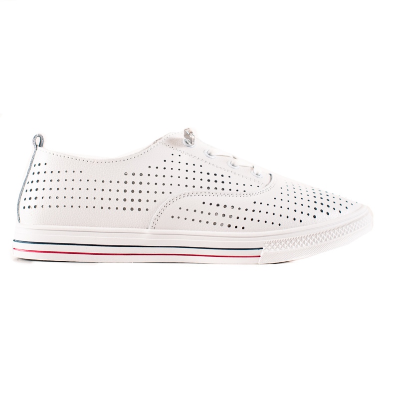 Tênis vazado de couro VINCEZA branco