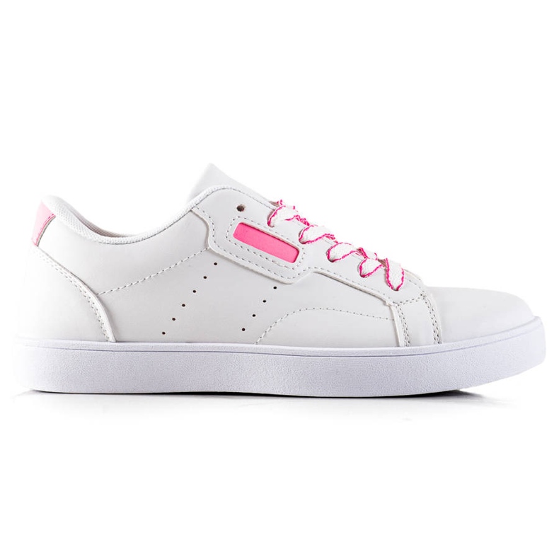 TRENDI Tênis clássico com cadarço branco rosa TRENDI Tênis clássico com cadarço branco rosa