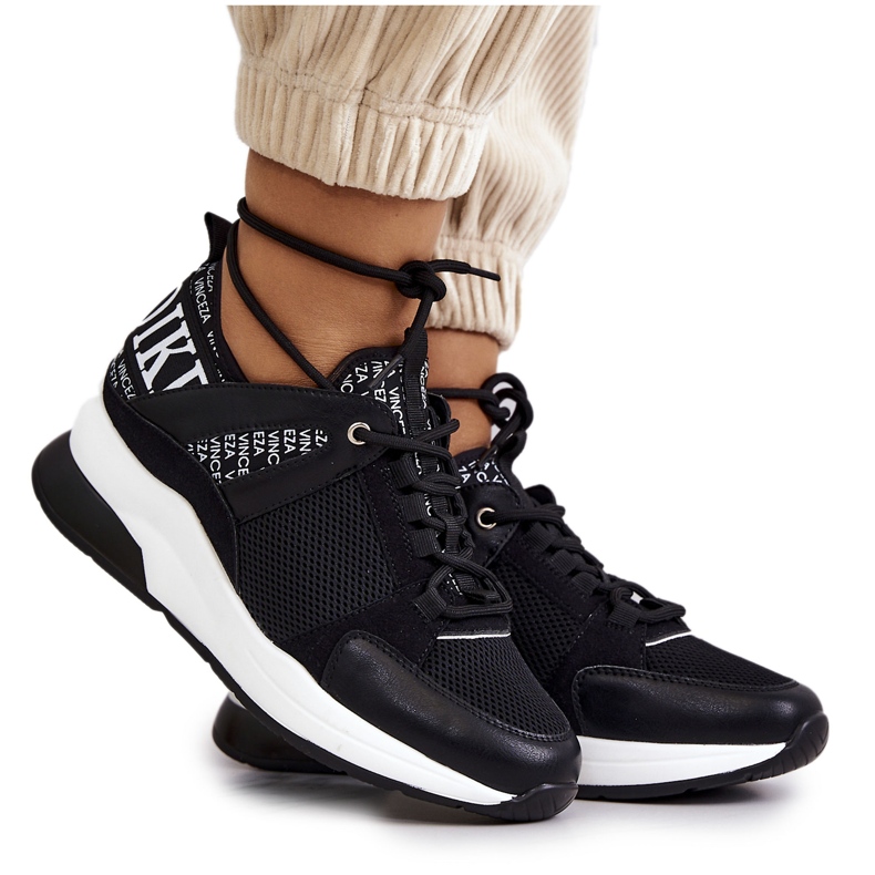 Vinceza Tênis esportivos em cunha preta Lorey preto