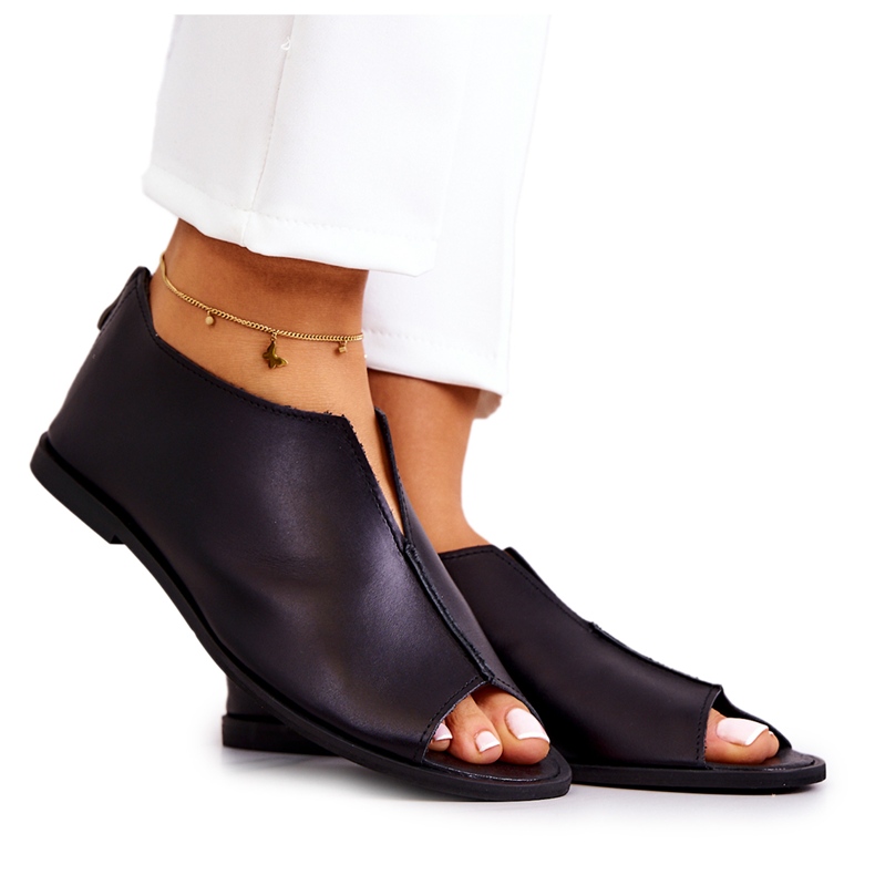 Sapatos de couro com zíper Nicole 2718/001 Preto