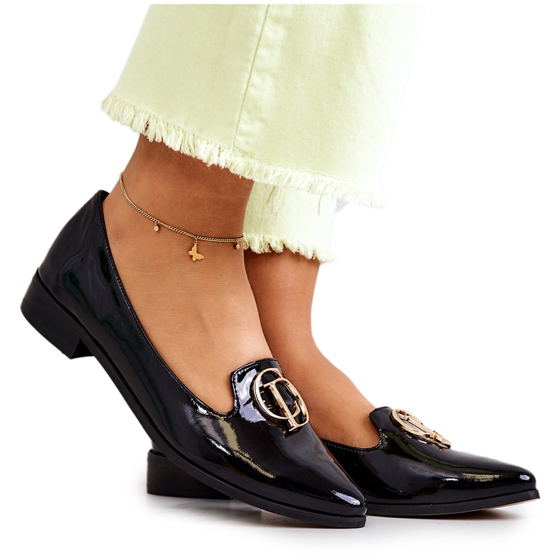 Mocassins femininos lacados Lordsy Nicole 2712/035 Preto