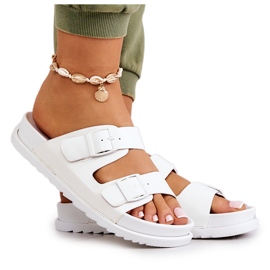 S.Barski Chinelos de borracha Corina branca com fivela branco