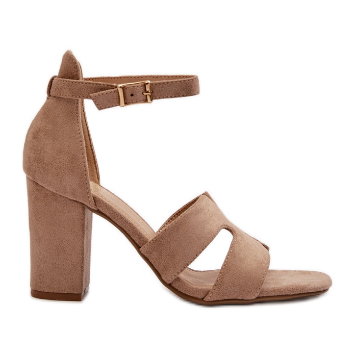 Saltos altos de camurça da moda castanho Saltos altos de camurça da moda castanho