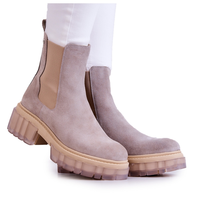 Lemar Botas Femininas de Camurça Cinza Claro Canil