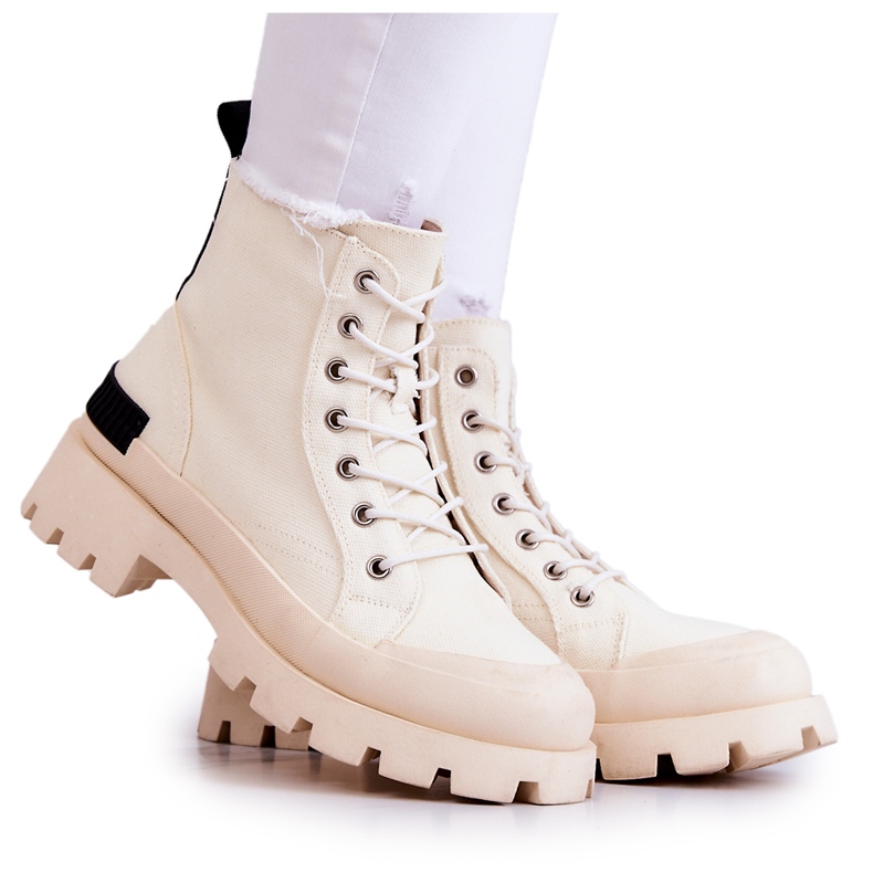 S.Barski Tênis feminino Botas Larina bege claro