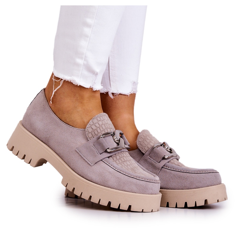 La.Fi Mocassim de camurça da moda cinza claro Rayhan