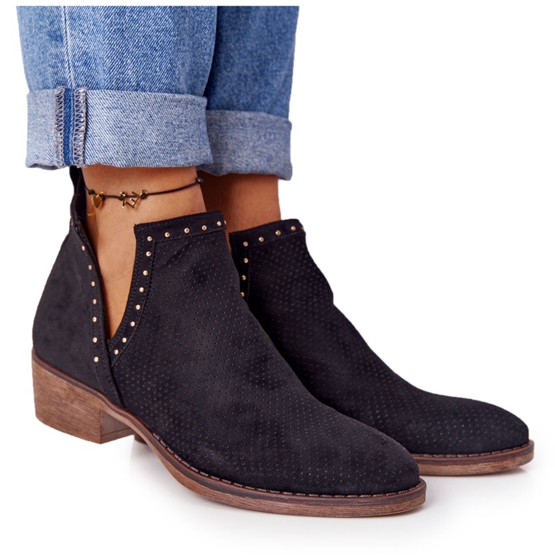 PS1 Botas pretas Clever com aberturas com recortes preto