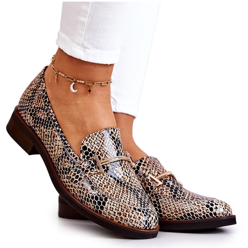 Mocassim feminino Laura Messi 2307 Bege-Preto