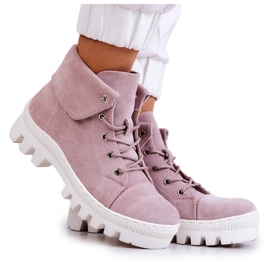 S.Barski Botas de camurça amarradas roxo claro Dalles