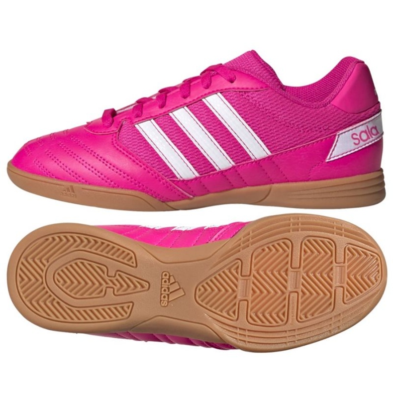 Chuteiras Adidas Super Sala Jr G55911 rosas e roxos