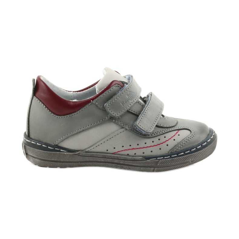 Calçado infantil cinza brogues com velcro Ren But 3047 vermelho multicolorido