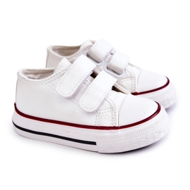 Tênis infantil de couro com velcro branco foster