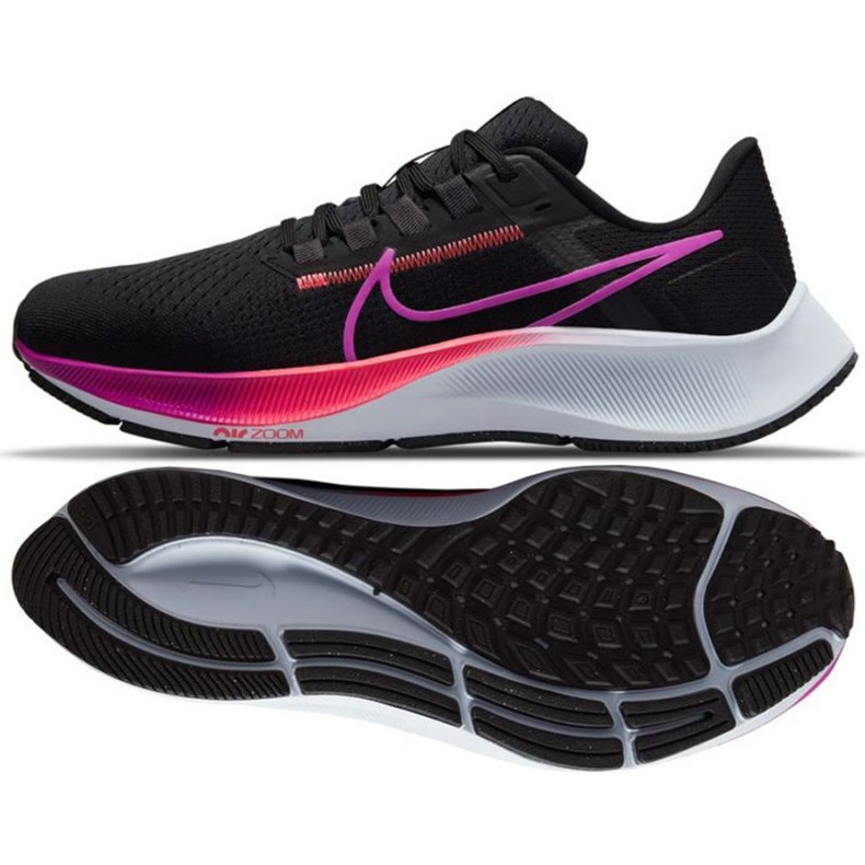 Tênis de corrida Nike Air Zoom Pegasus 38 W CW7358 011 preto tolet rosa