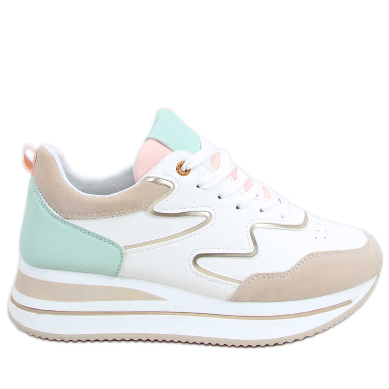 Tênis esportivo Devi Bege de sola alta multicolorido