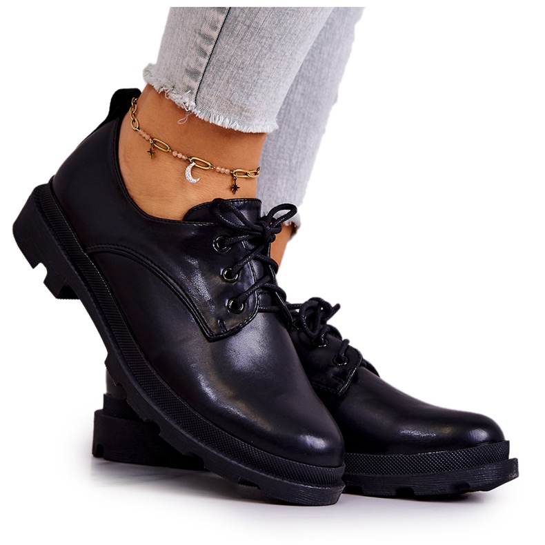 S.Barski Sapatos Oxford Clássicos Femininos Colton Preto