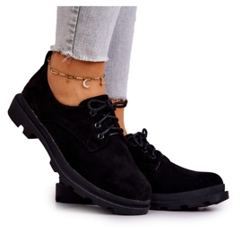 S.Barski Tênis feminino Oxfords de camurça clássico preto Colton