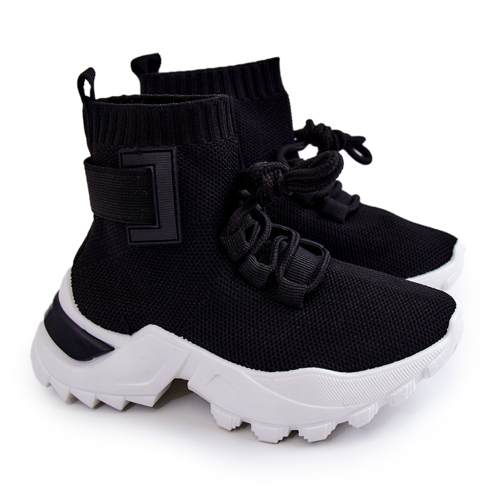 FR1 Tênis esportivo infantil meia preta Nickie preto