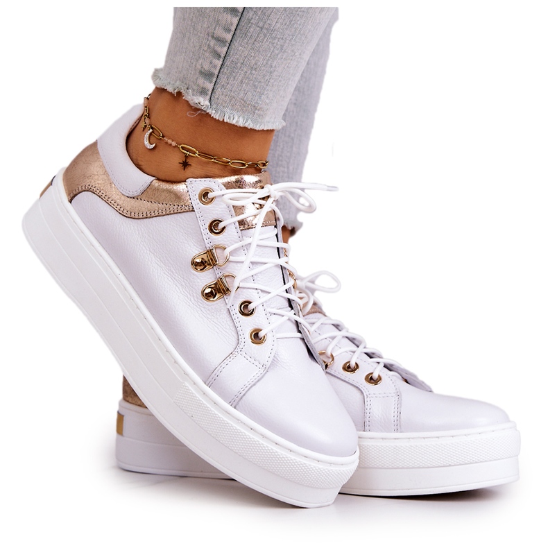 FILIPCZYK Sapatos Esportivos de Couro na Plataforma Branco Mary Ann