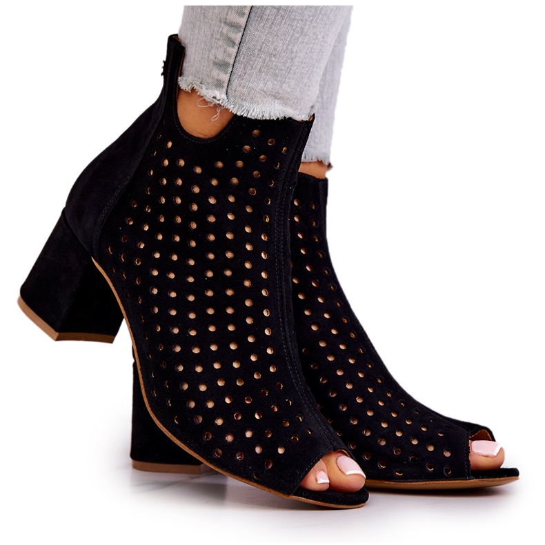 Botas de couro aberto Maciejka 05420-43 preto