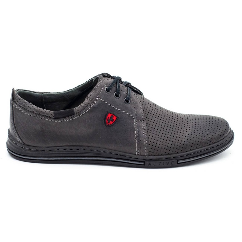 Polbut Sapatos de couro masculino 343p cinza perfurado