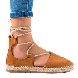 Lucky Shoes Alpargatas de camelo amarradas marrom