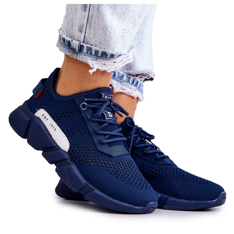 Tênis esportivo feminino Memory Foam Big Star JJ274274 Azul marinho