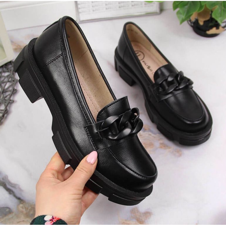 Sapatos de couro com corrente Filippo W PAW252C preto