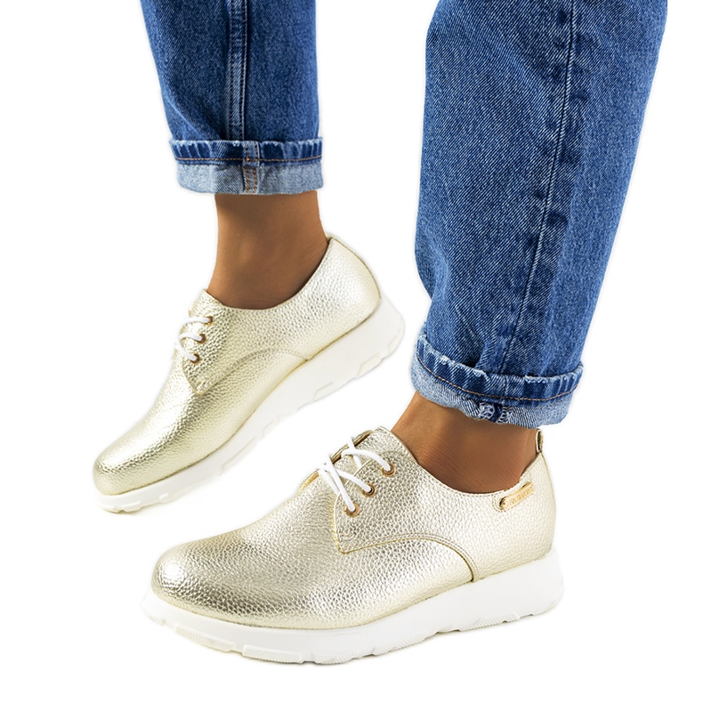 Sapatos femininos Gold Zipfs dourado