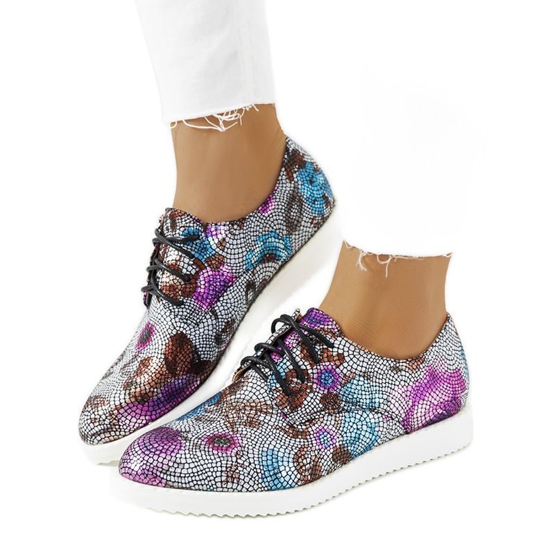 Sapatos metálicos femininos coloridos multicolorido