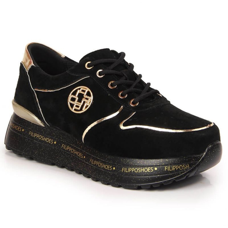 Tênis de couro na plataforma Filippo W PAW330 preto