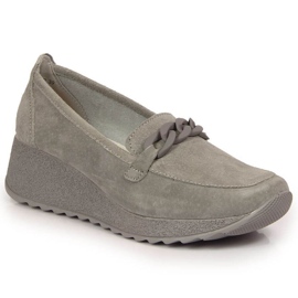 Sapatos de couro com corrente Filippo W PAW337B cinza