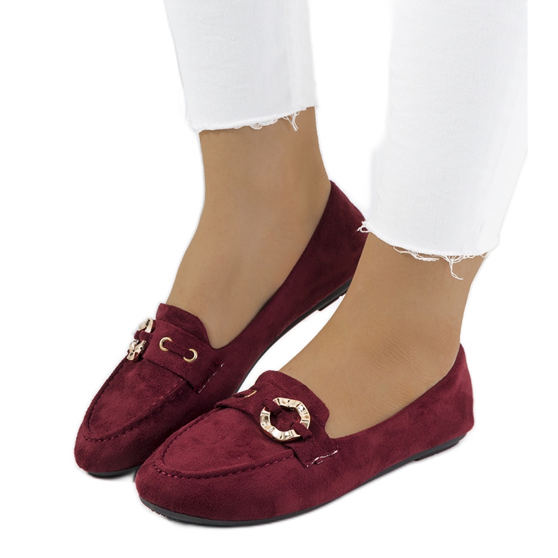 Mocassins femininos marrons da Leila vermelho