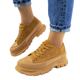 Tênis marrom na plataforma Baldi multicolorido amarelo