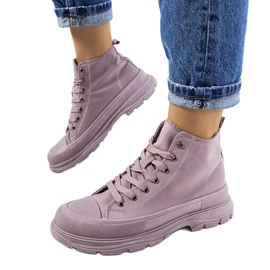 Tênis violeta de cano alto na plataforma Boyes roxo