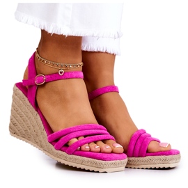 FJ1 Sandálias de cunha de camurça rosa Louisiana FJ1 Sandálias de cunha de camurça rosa Louisiana