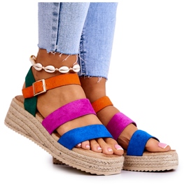 FS1 Sandálias femininas de camurça com fivela multicoloridas Corestra multicolorido