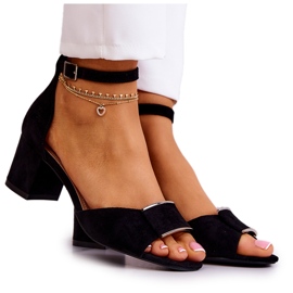 Sergio Leone Sandálias de camurça com decoração floren preta preto