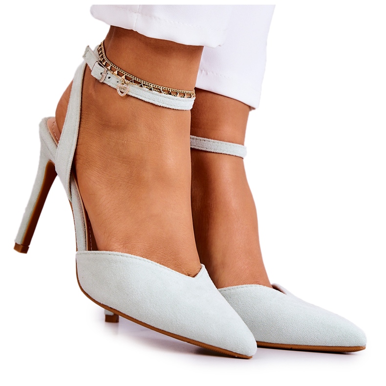 Salto de fivela de camurça verde claro Kharen