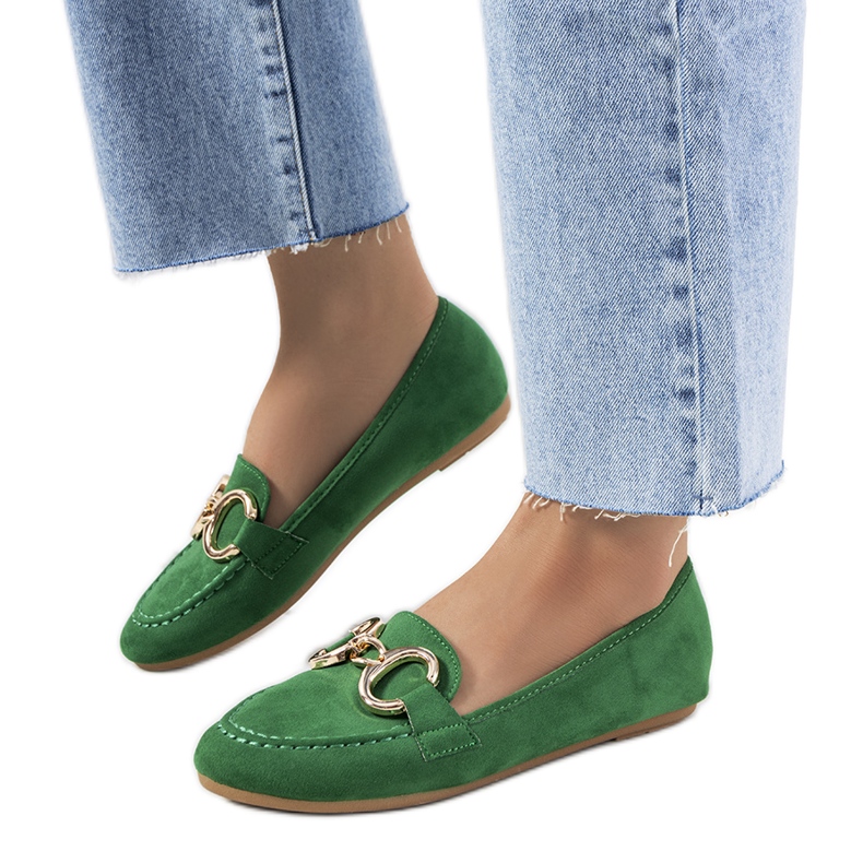 Mocassins verdes com fivela Castor