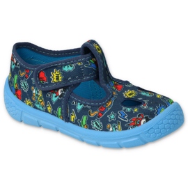 Chinelos infantis Befado com velcro 533P021 azul