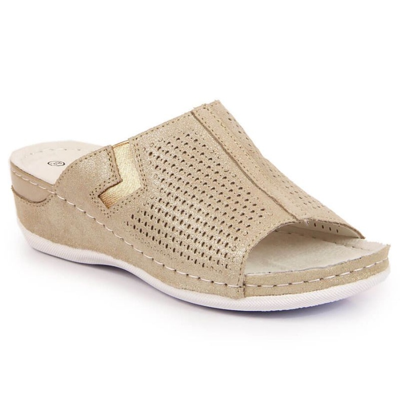 Chinelos de cunha de couro S. Barski W OLI163B dourado