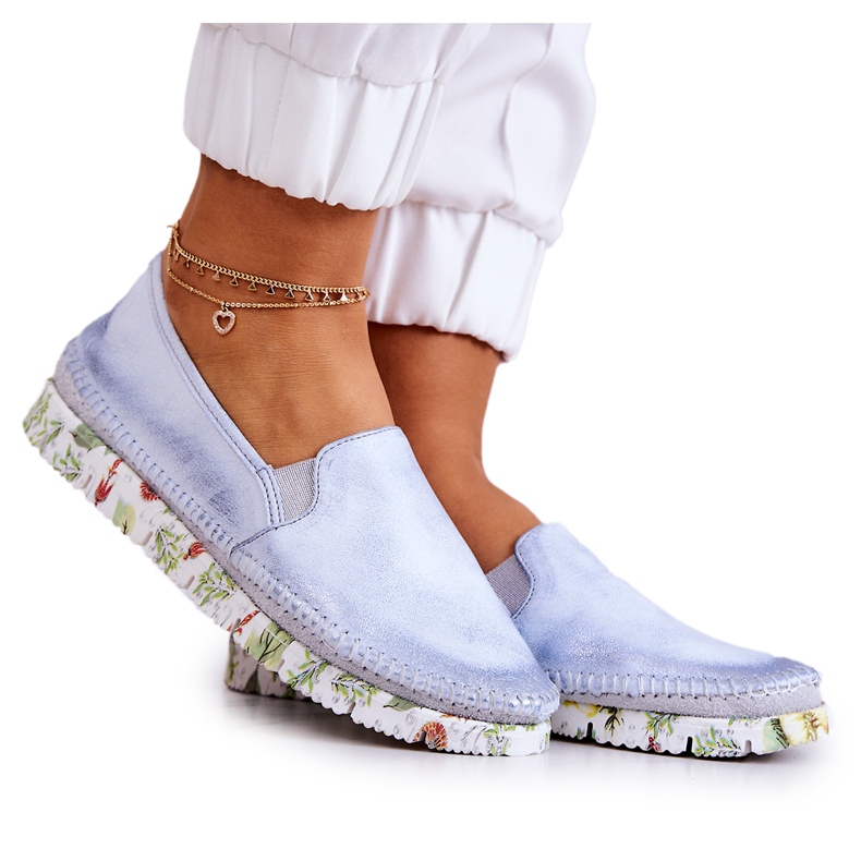 Sapatos Femininos de Couro Maciejka 03512-40 Azul Claro