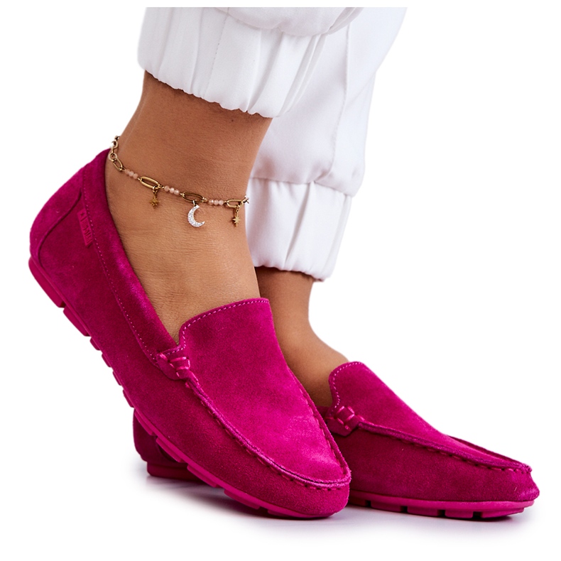 Mocassins femininos de camurça Big Star JJ274656 Fúcsia rosa