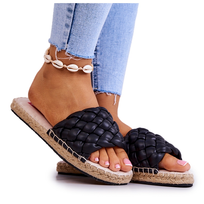 Chinelos de couro trançado Big Star JJ274919 Preto