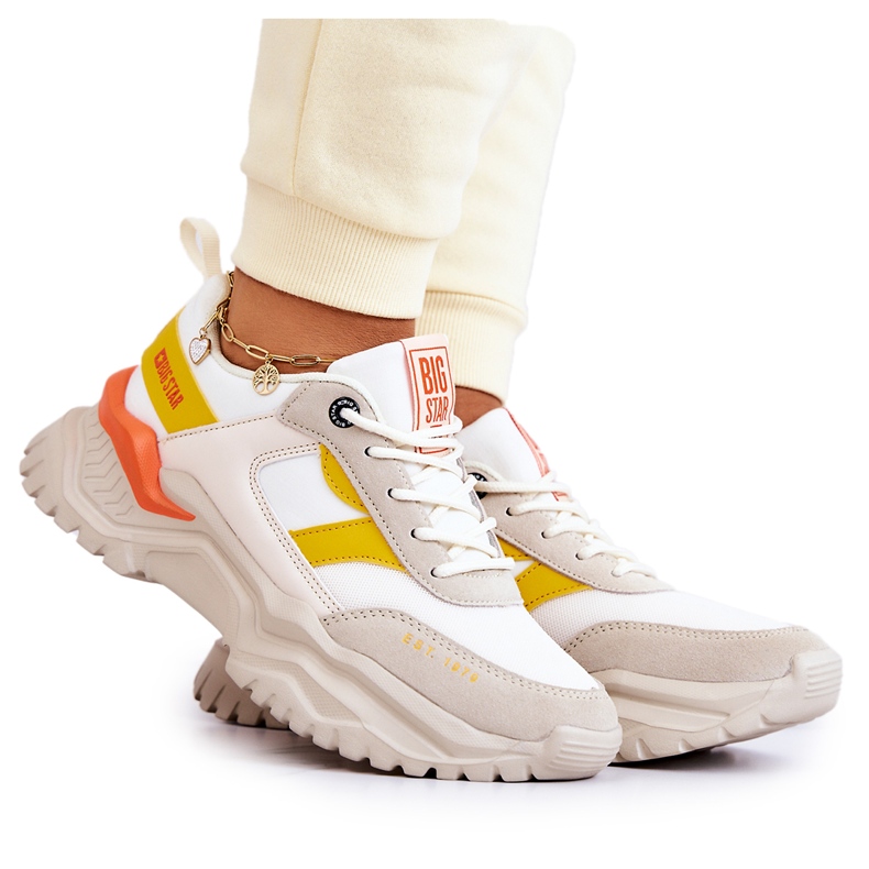 Tênis esportivo feminino Big Star JJ274A411 Branco e bege