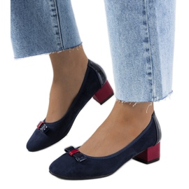 Scarpin azul marinho com laço Deniz vermelho azul-marinho