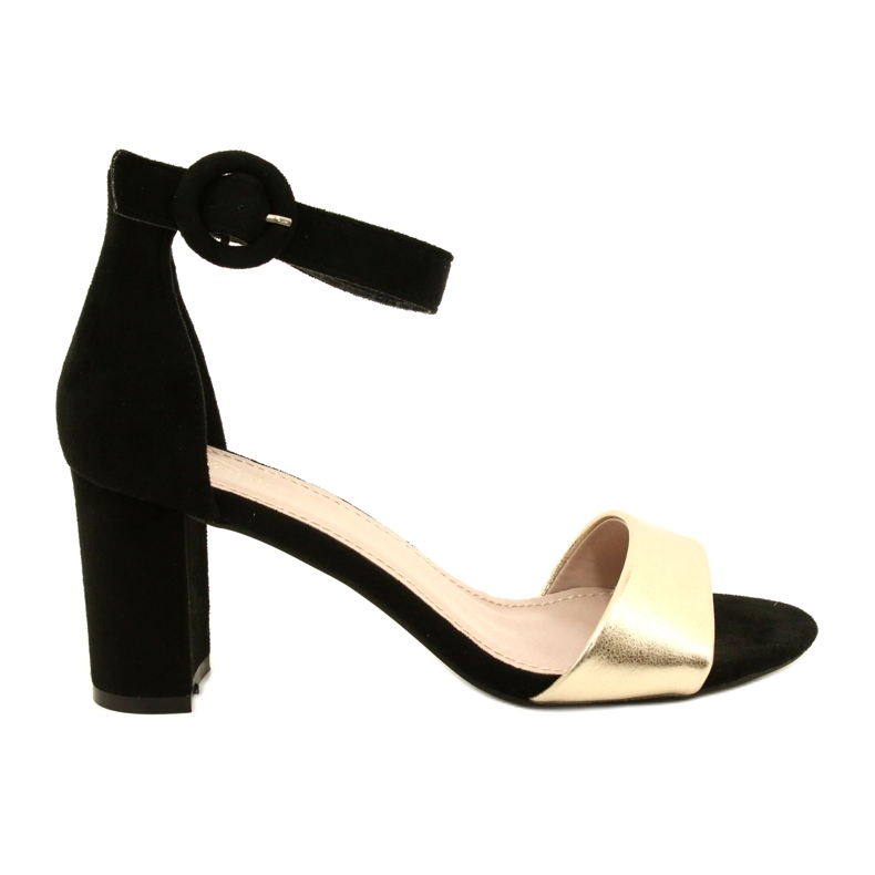 Sandálias pretas e douradas no salto Evento 20SD98-1617 preto dourado