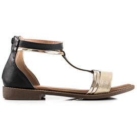 W. Potocki Sandálias pretas Potocki preto dourado