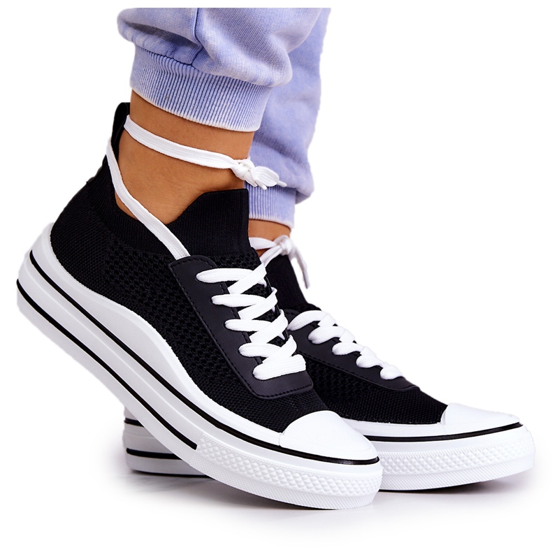 S.Barski Tênis feminino preto Soren meias